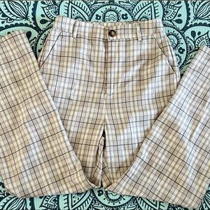 Zipper fly slant pocket plaid pants